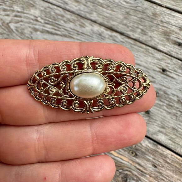 Vintage Victorian Brooch  with Faux Pearl - Picture 1 of 2